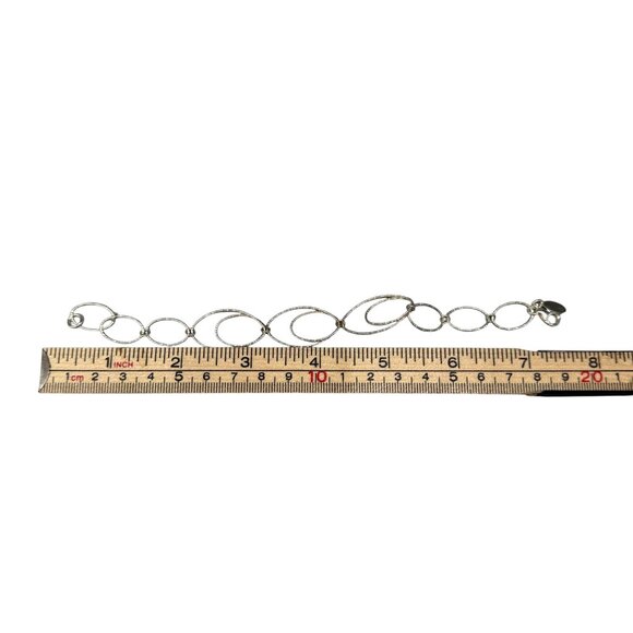 Dyadema 925 Sterling Silver Textured Oval Link Chain Bangle Bracelet Italy - Picture 3 of 3